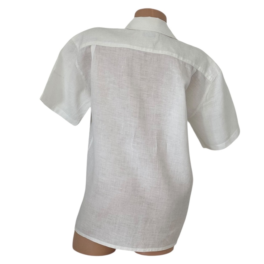 Jaeger White 100%‎ Linen Short Sleeve Button Down Shirt VTG Size 32 inch / 81 cm - Picture 6 of 10